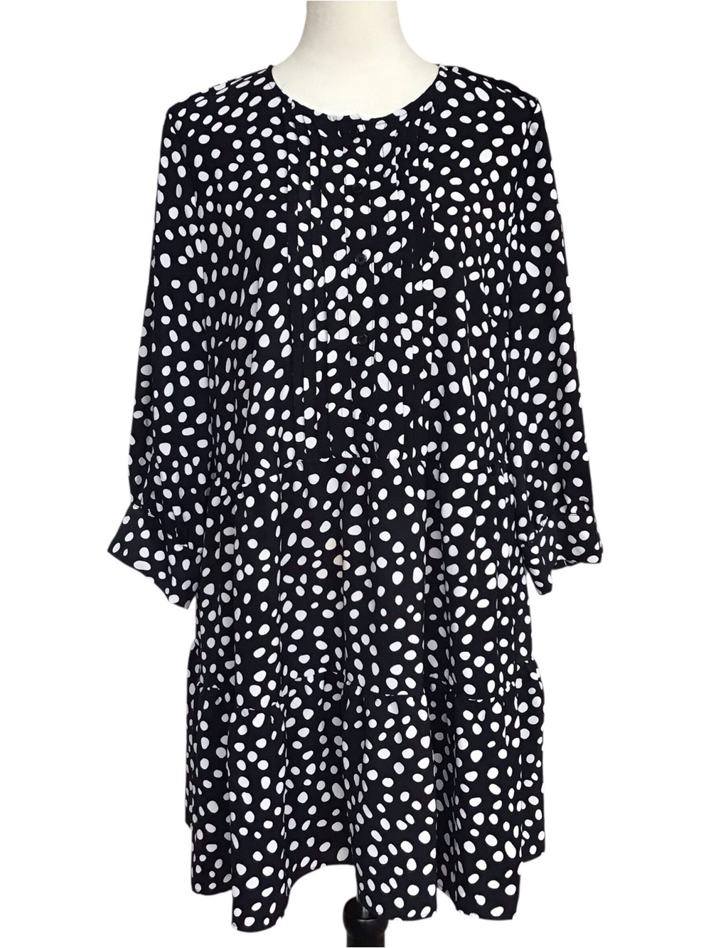 Who What Wear Pleated Polka Dot Tiered Dress Size XXL